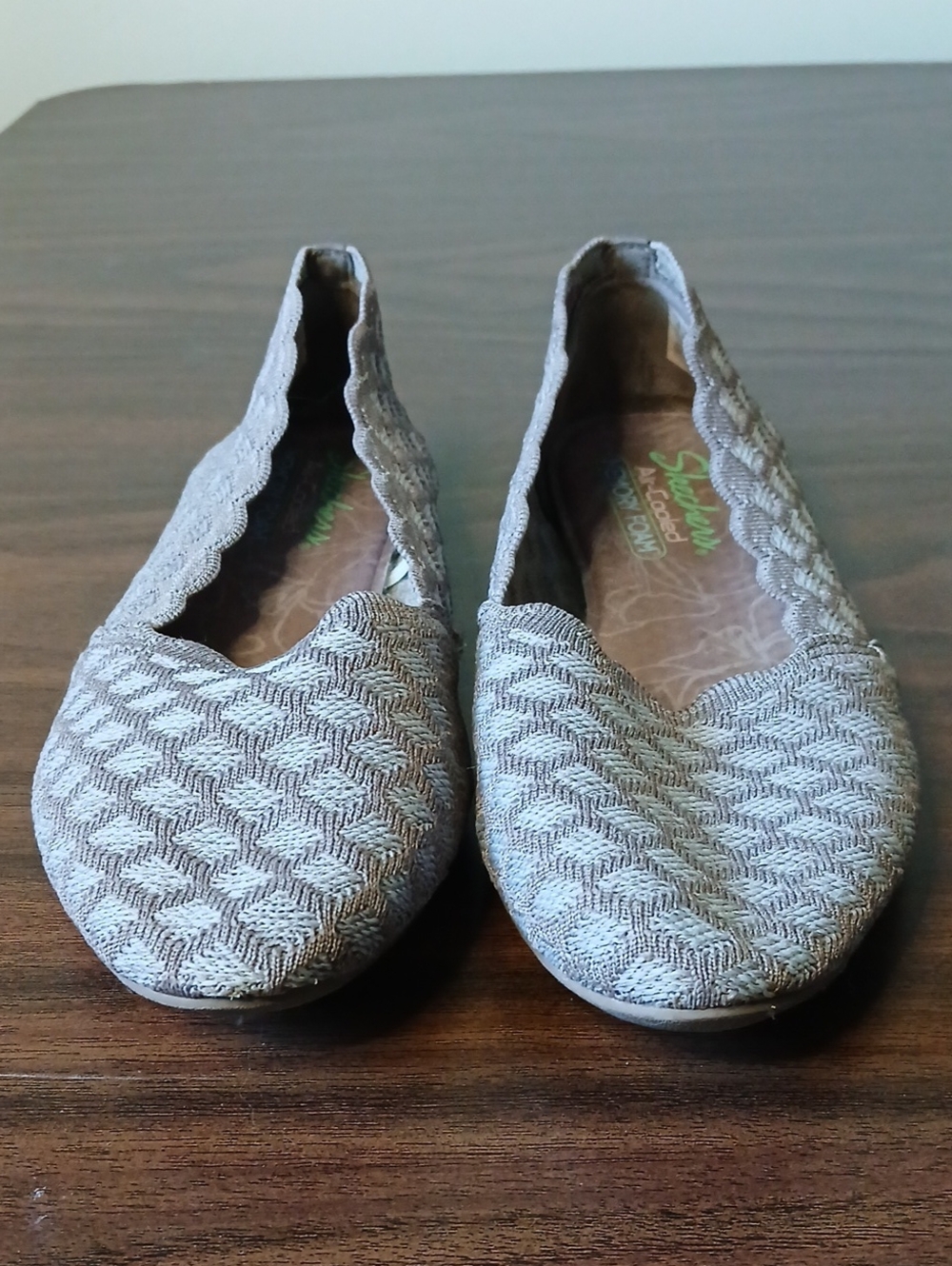 Skechers Light Gray Woven Slip-On Ballet Flats